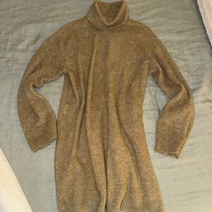 Topshop Tan Turtleneck Sweater Dress